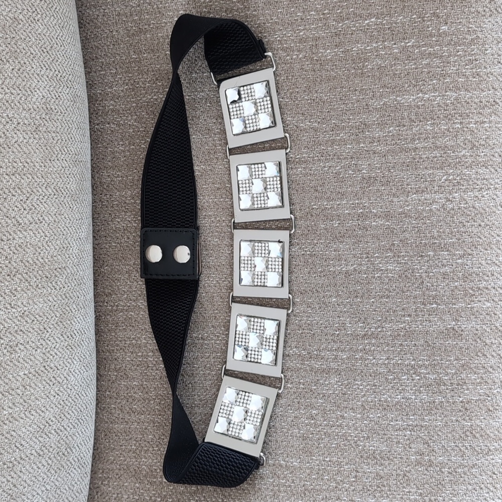 Black Stretch Belt W/Rhinestones